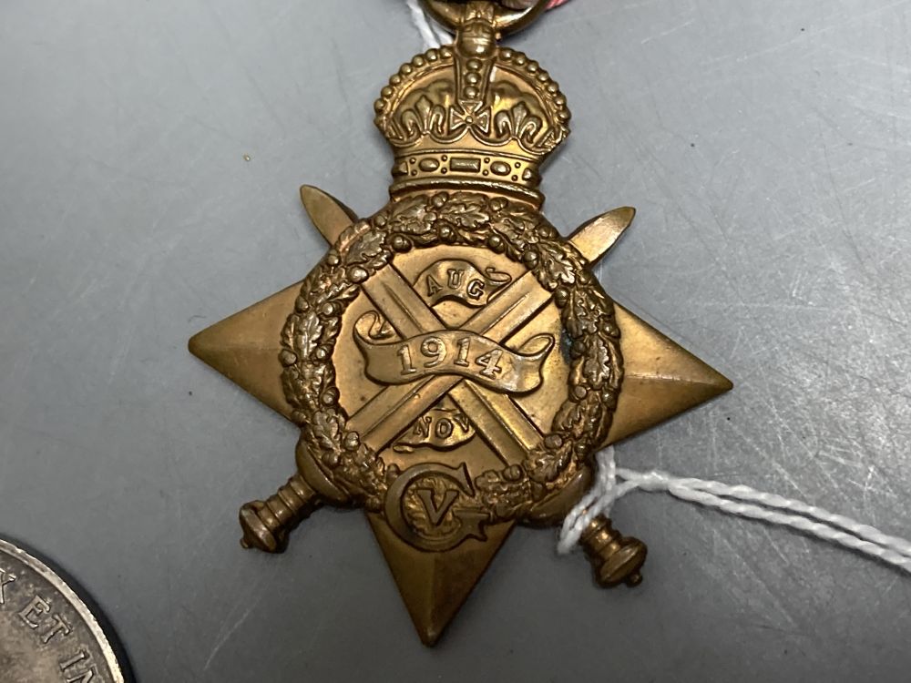 A WWI trio (Mons star) and death plaque to Lieutenant R M Stephens, Royal West Kent regiment